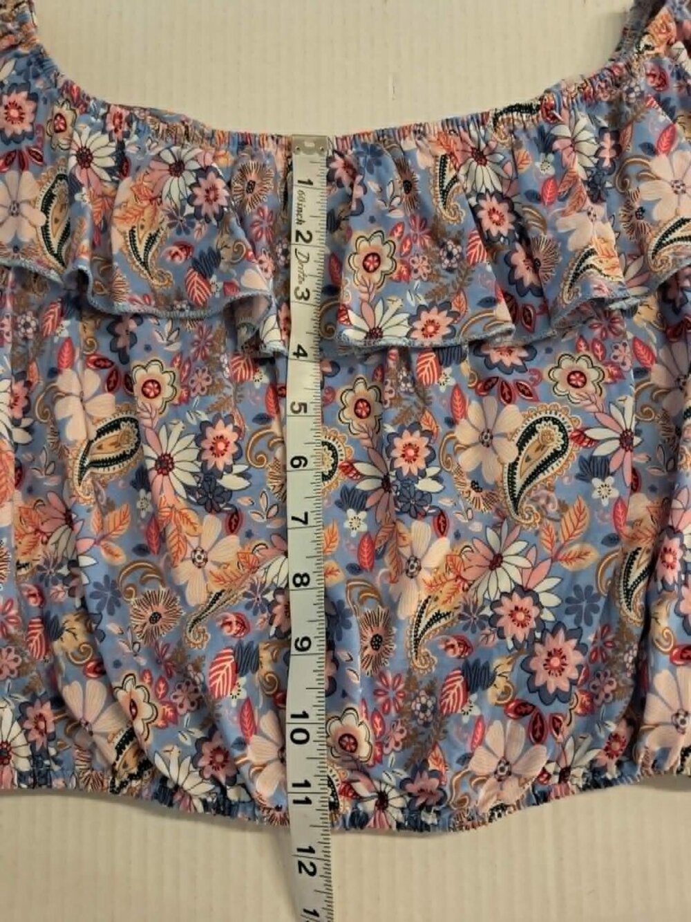 Colorful Floral Ruffle Top M/L - Picture 9 of 9